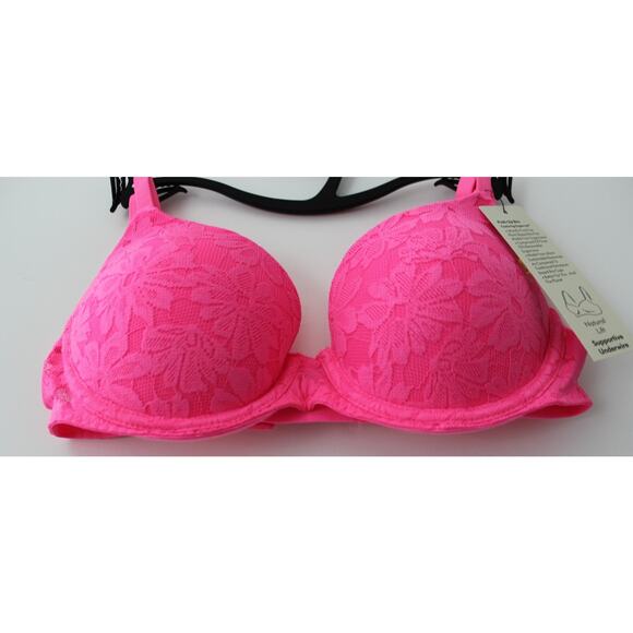No Boundaries Womens All Over Lace Push Up Bra Sugarcup Pink Multisize NWT - Picture 4 of 6